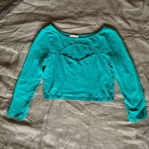 Like American Apparel: Teal Cut-Out Crop Top
